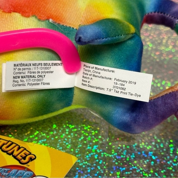 WB Looney Tunes TAZ Plush Rainbow Tie Die Tasmanian Devil Stuffed Animal *RARE* - Picture 15 of 16